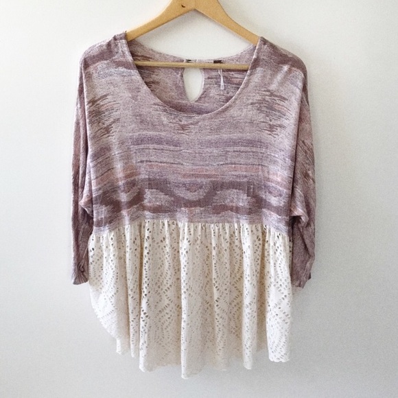 Free People• Aztec Lace Eyelet Tunic Top XS - Picture 1 of 6